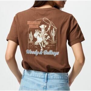 Uniqlo Toy Story Wranglin' Dreams Woody & Bullseye Embroidered T-shirt in Brown
